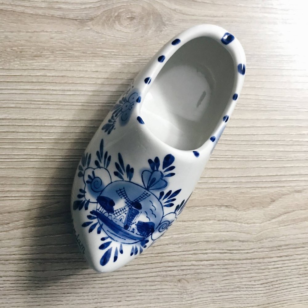 Laddrak Amsterdam Ceramic Clog Hand Painted Windmill Collectible Vintage